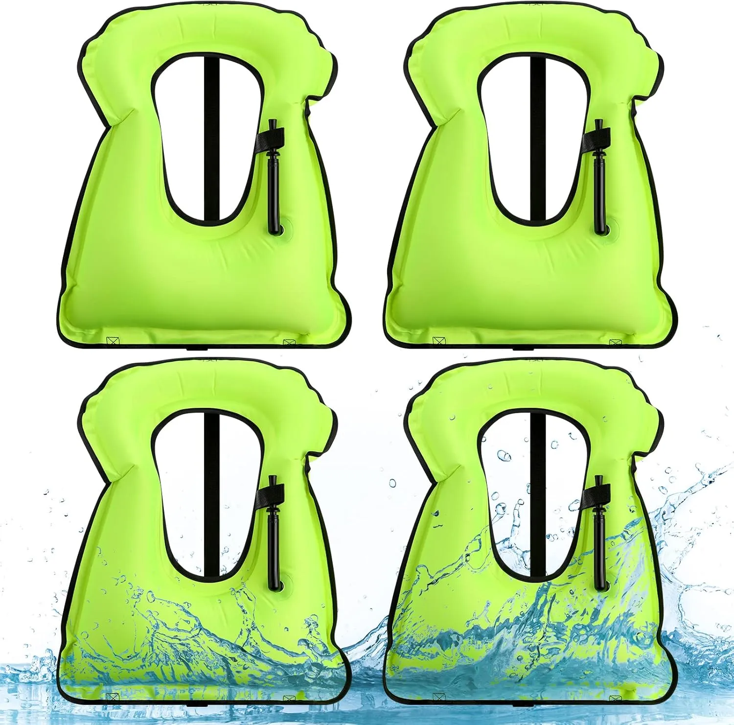 Jerify 4 Pcs Inflatable Snorkel Vest Adults, Portable Swim Vest Jackets, Adjustable Kayaking Jackets Safety Vests for Snorkeling Swimming Diving Surfing