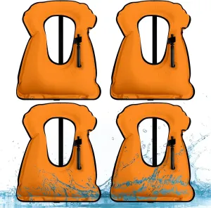 Jerify 4 Pcs Inflatable Snorkel Vest Adults, Portable Swim Vest Jackets, Adjustable Kayaking Jackets Safety Vests for Snorkeling Swimming Diving Surfing