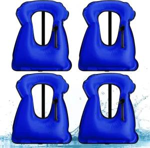 Jerify 4 Pcs Inflatable Snorkel Vest Adults, Portable Swim Vest Jackets, Adjustable Kayaking Jackets Safety Vests for Snorkeling Swimming Diving Surfing