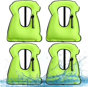 Jerify 4 Pcs Inflatable Snorkel Vest Adults, Portable Swim Vest Jackets, Adjustable Kayaking Jackets Safety Vests for Snorkeling Swimming Diving Surfing