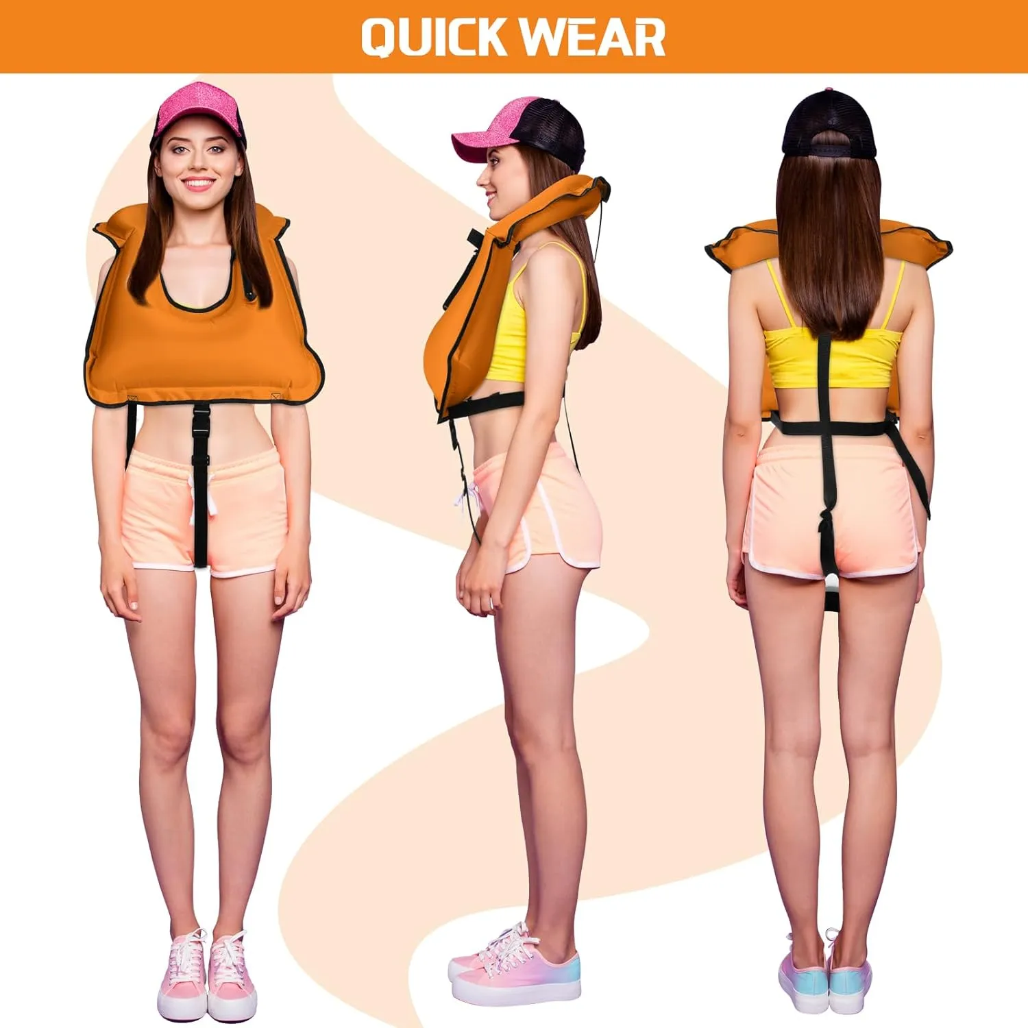 Jerify 4 Pcs Inflatable Snorkel Vest Adults, Portable Swim Vest Jackets, Adjustable Kayaking Jackets Safety Vests for Snorkeling Swimming Diving Surfing