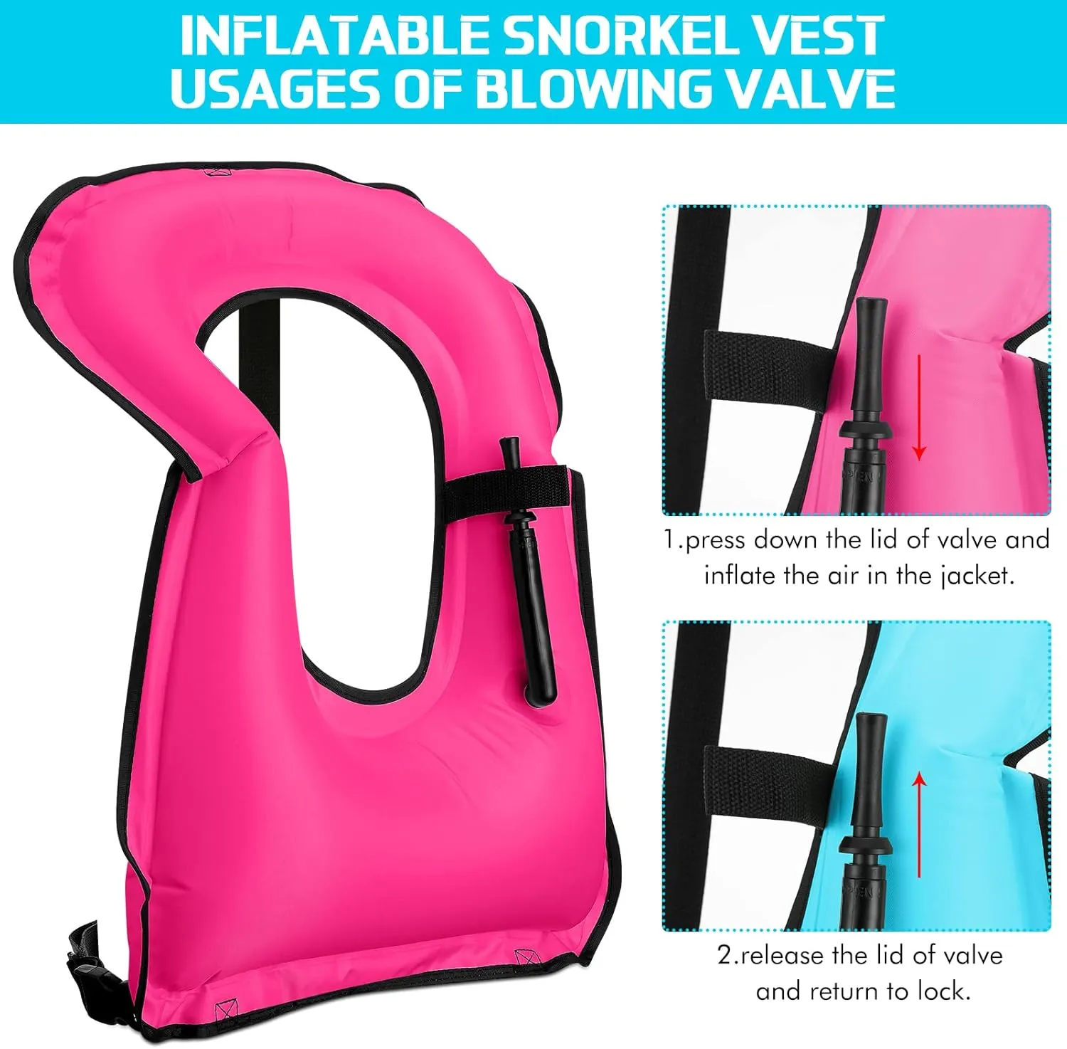 Jerify 4 Pcs Inflatable Snorkel Vest Adults, Portable Swim Vest Jackets, Adjustable Kayaking Jackets Safety Vests for Snorkeling Swimming Diving Surfing