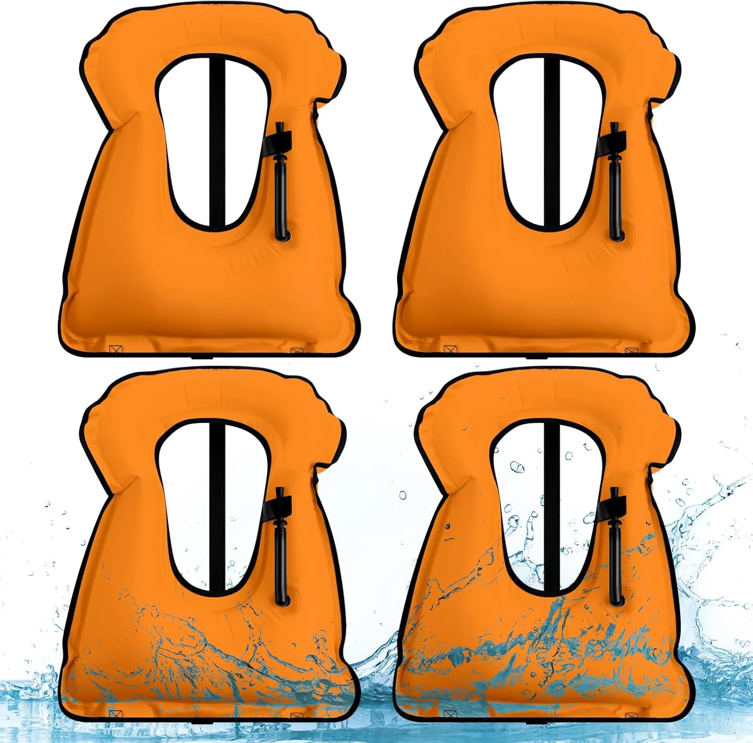 Jerify 4 Pcs Inflatable Snorkel Vest Adults, Portable Swim Vest Jackets, Adjustable Kayaking Jackets Safety Vests for Snorkeling Swimming Diving Surfing