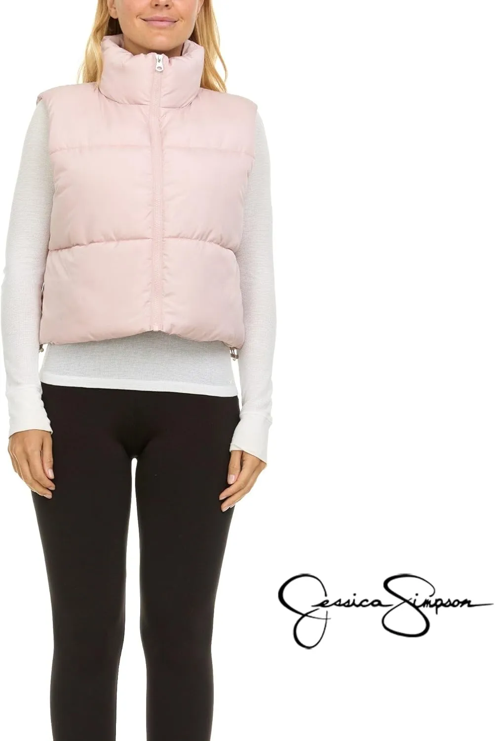 Jessica Simpson Cropped Puffer Vest Women, Sleeveless Women’s Outerwear Vests