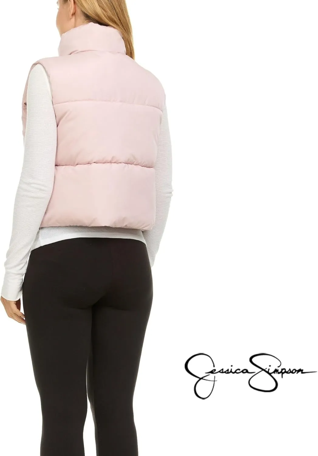 Jessica Simpson Cropped Puffer Vest Women, Sleeveless Women’s Outerwear Vests