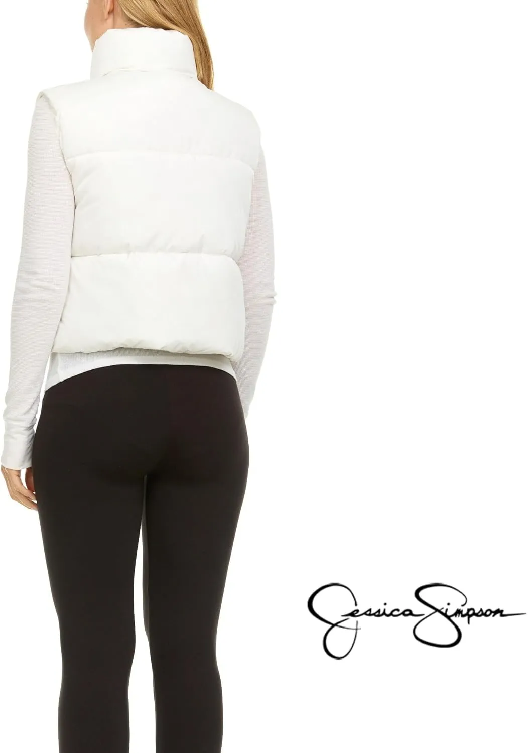 Jessica Simpson Cropped Puffer Vest Women, Sleeveless Women’s Outerwear Vests