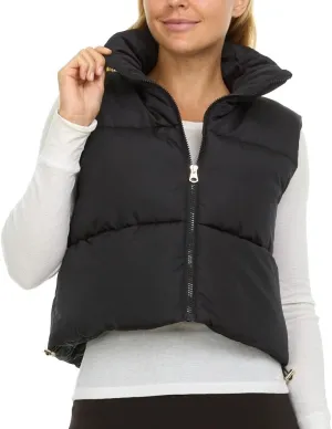 Jessica Simpson Cropped Puffer Vest Women, Sleeveless Women’s Outerwear Vests
