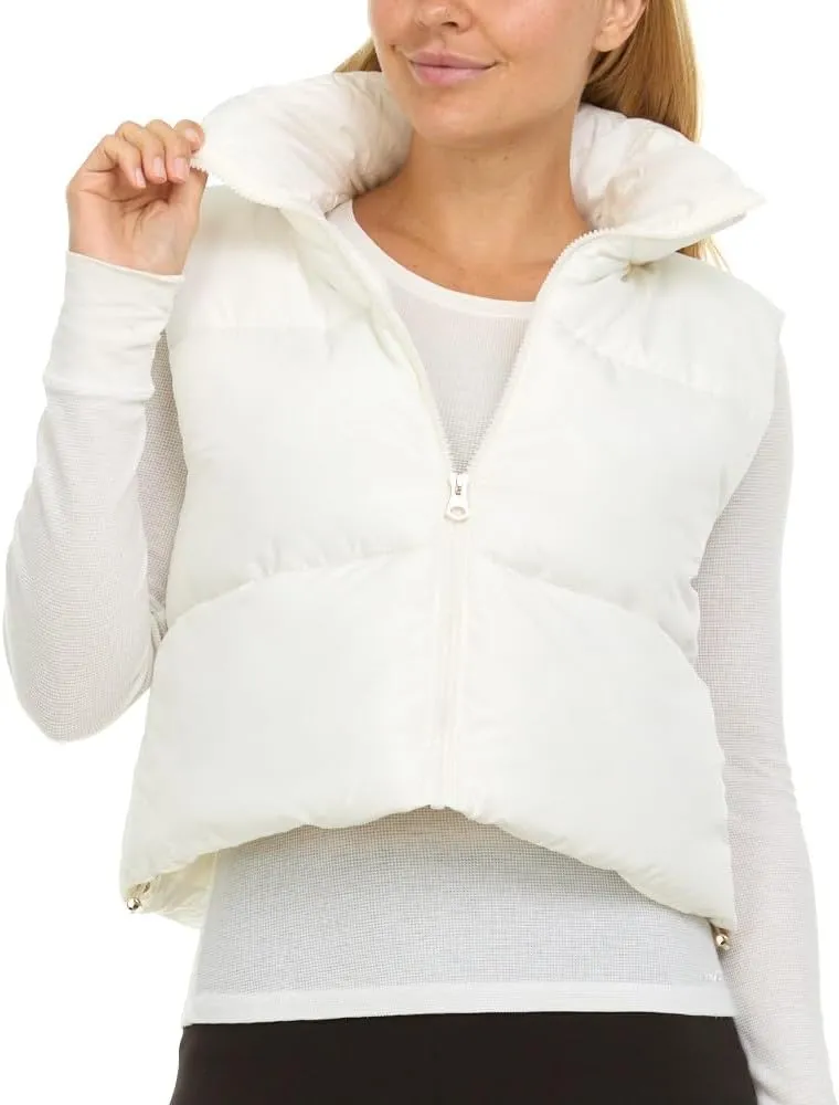 Jessica Simpson Cropped Puffer Vest Women, Sleeveless Women’s Outerwear Vests