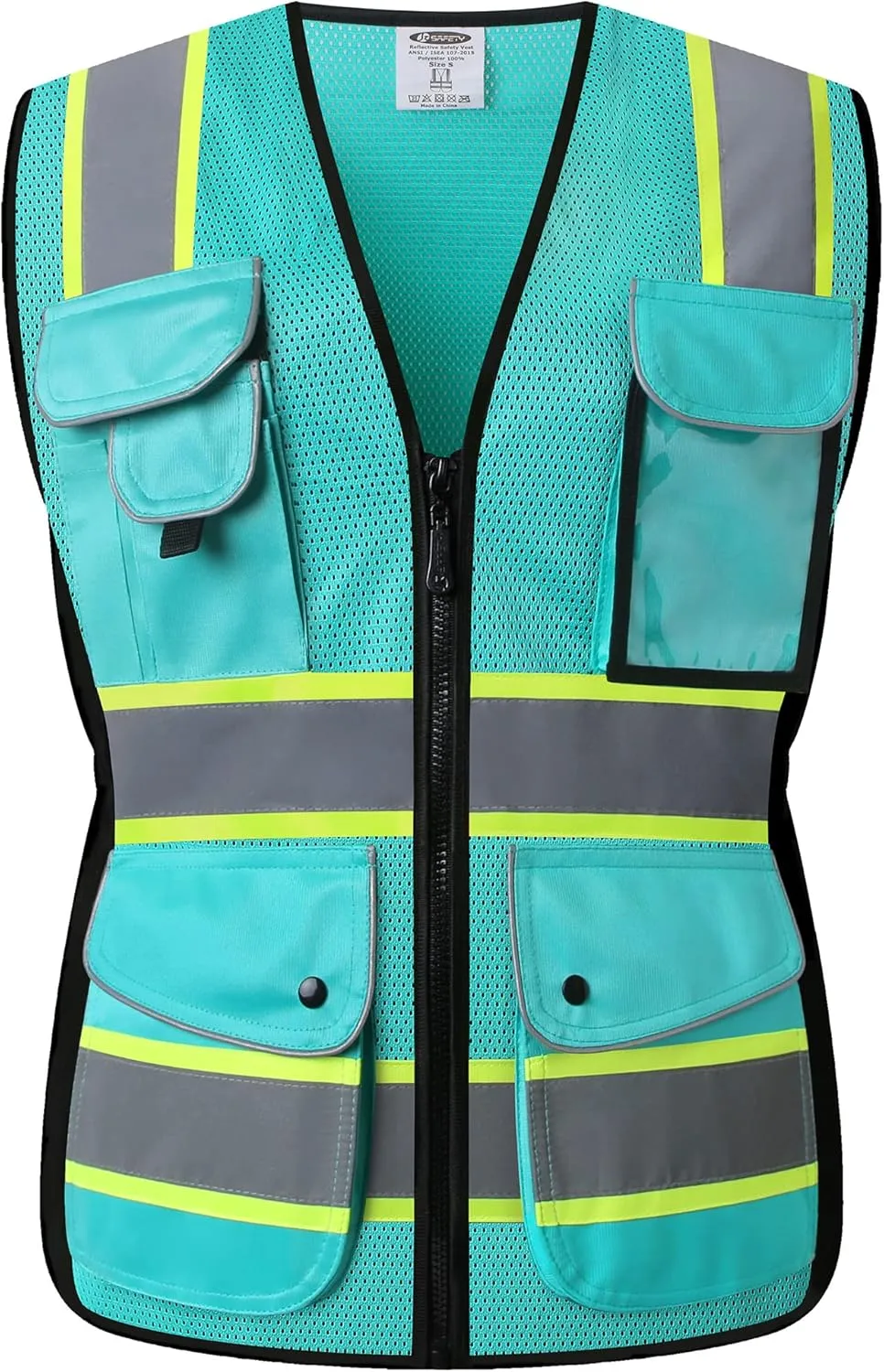 JKSafety Women Hi-Vis Reflective Safety Vest | Neon Color body Sewed Reflective Strips Breathable Lightweight ANSI Compliant