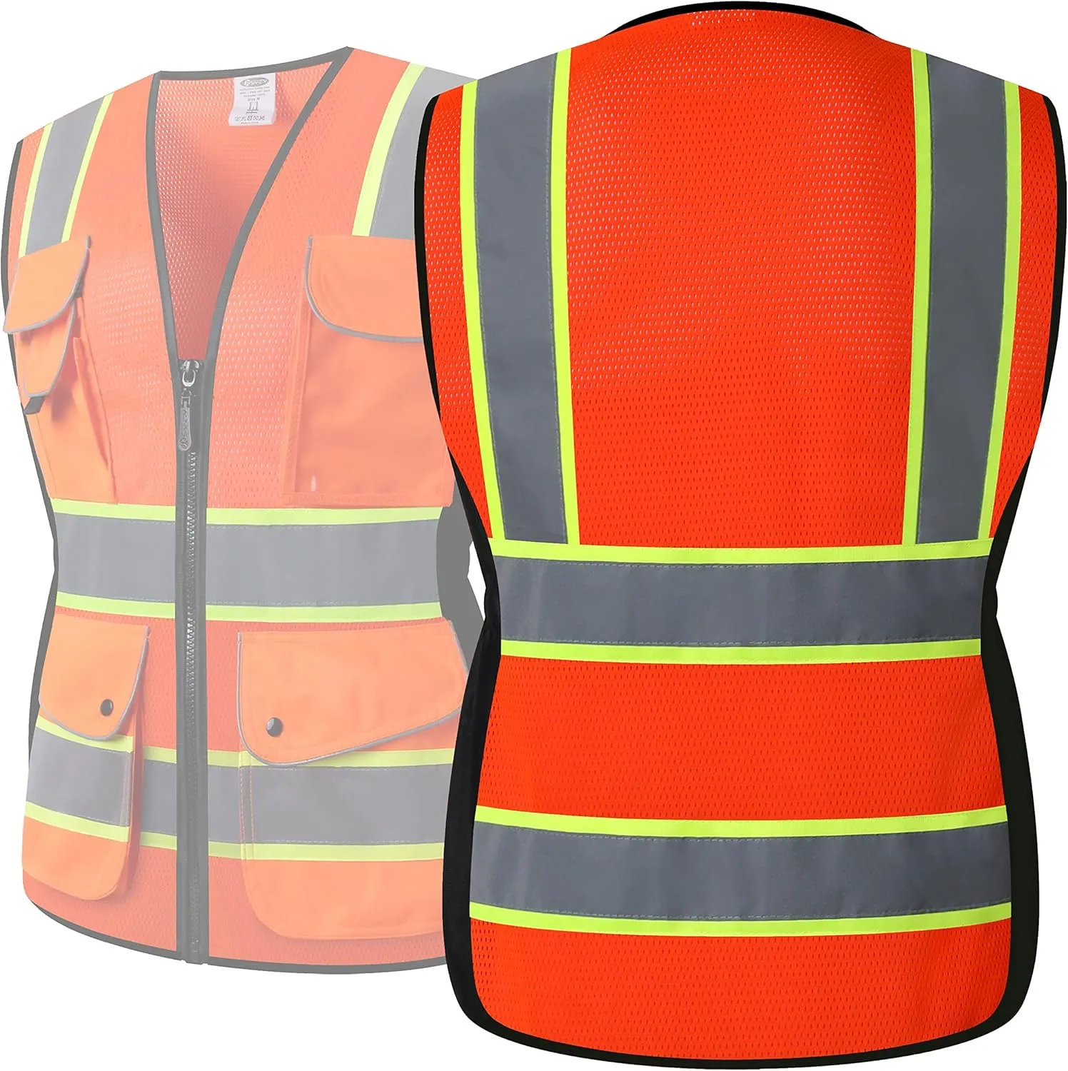 JKSafety Women Hi-Vis Reflective Safety Vest | Neon Color body Sewed Reflective Strips Breathable Lightweight ANSI Compliant