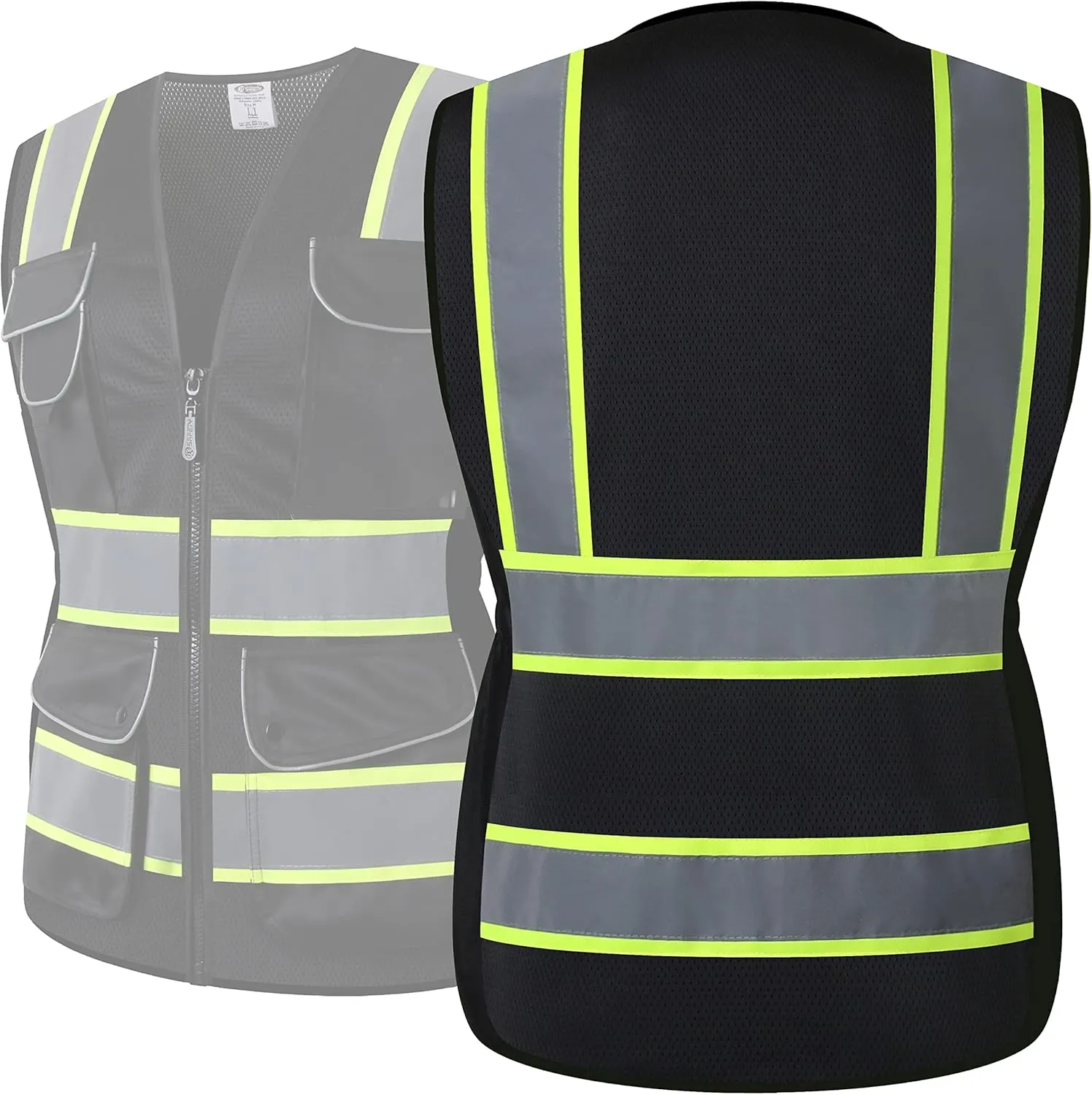 JKSafety Women Hi-Vis Reflective Safety Vest | Neon Color body Sewed Reflective Strips Breathable Lightweight ANSI Compliant