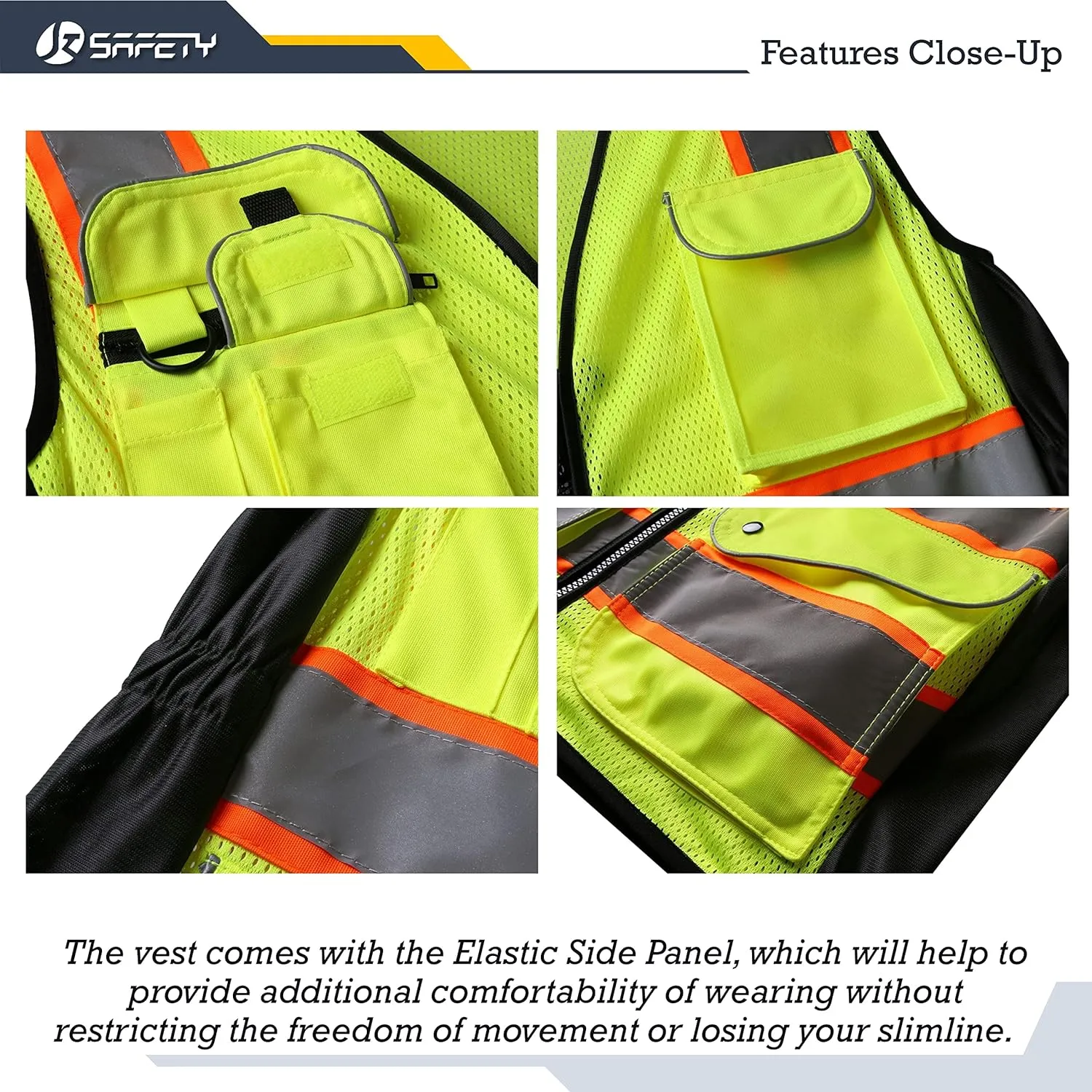 JKSafety Women Hi-Vis Reflective Safety Vest | Neon Color body Sewed Reflective Strips Breathable Lightweight ANSI Compliant