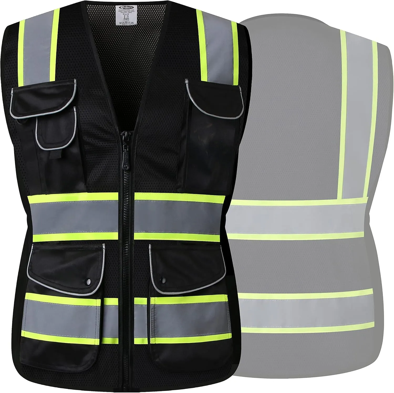 JKSafety Women Hi-Vis Reflective Safety Vest | Neon Color body Sewed Reflective Strips Breathable Lightweight ANSI Compliant