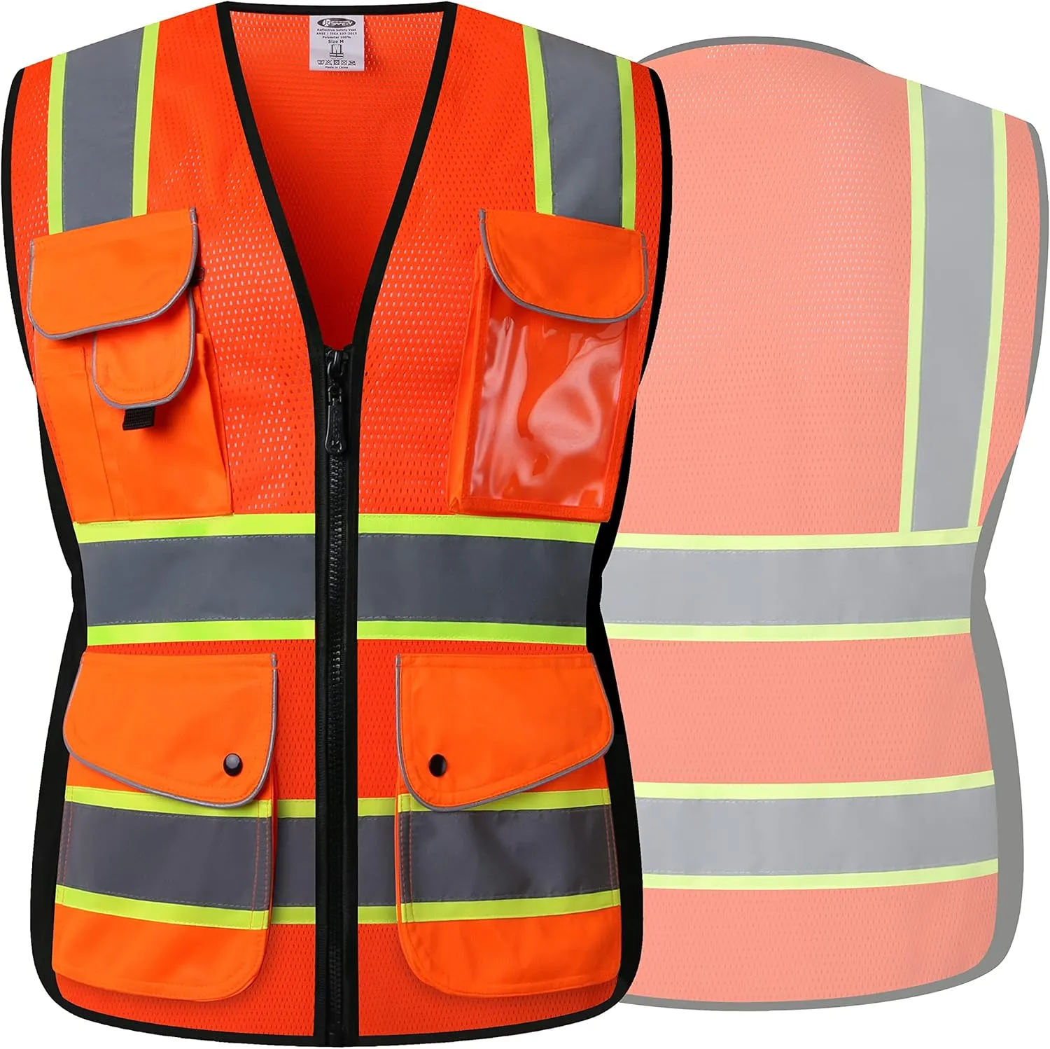 JKSafety Women Hi-Vis Reflective Safety Vest | Neon Color body Sewed Reflective Strips Breathable Lightweight ANSI Compliant