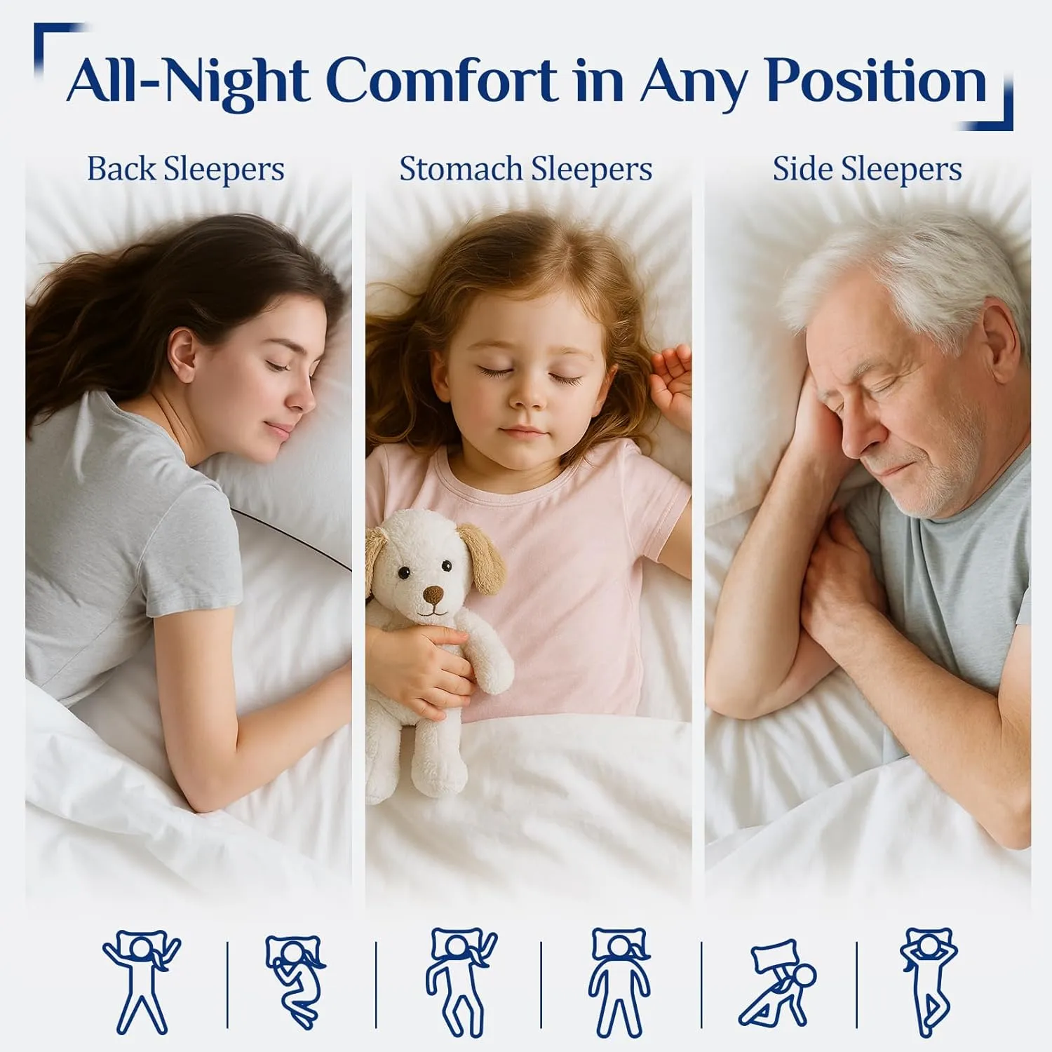 JOLLYVOGUE Bed Pillows Standard Size Set of 4, Cooling and Supportive Full Pillow 4 Pack with Down Alternative Filling for Side and Back Sleepers, Hotel Collection, 26x20 Inches