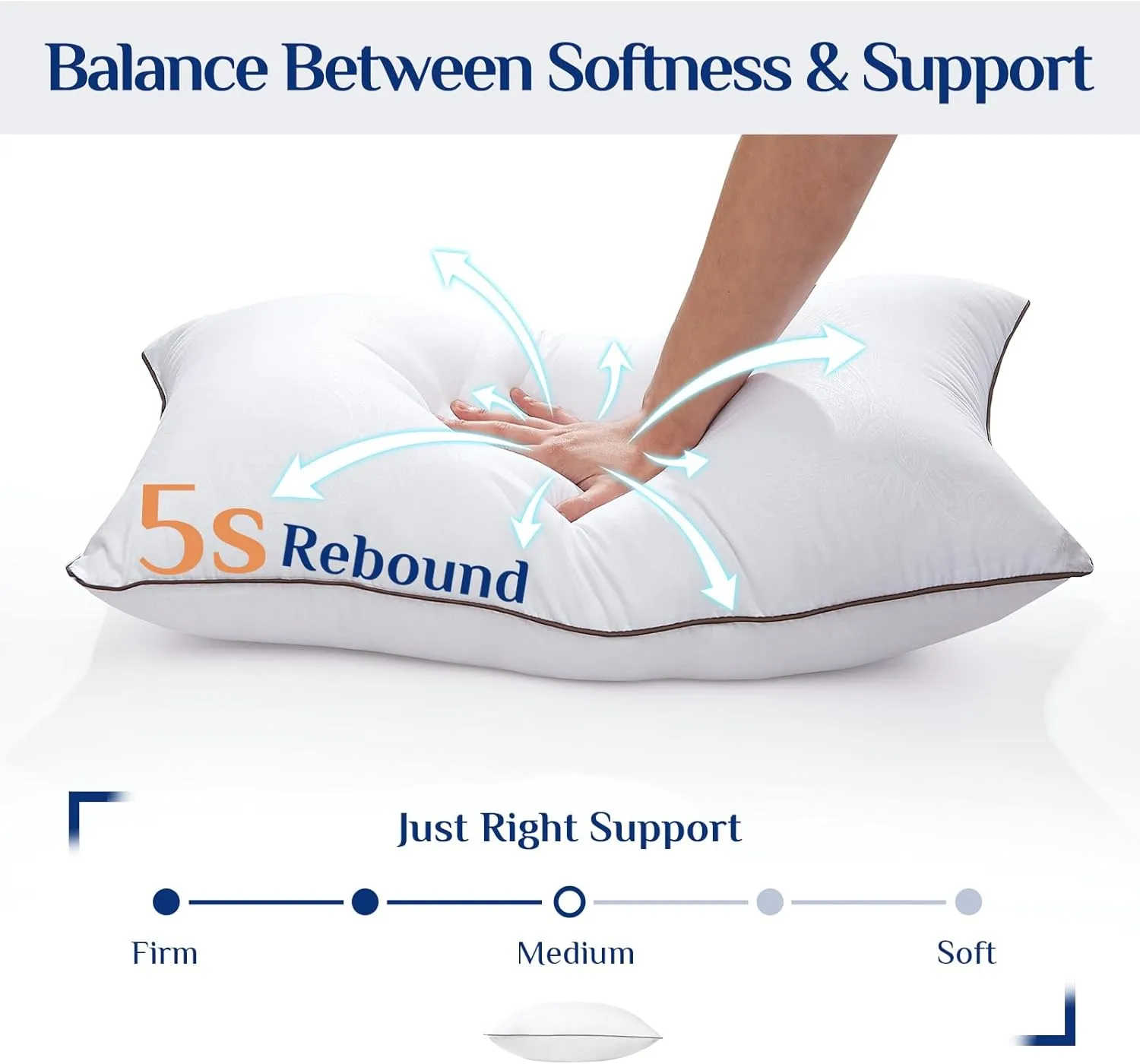 JOLLYVOGUE Bed Pillows Standard Size Set of 4, Cooling and Supportive Full Pillow 4 Pack with Down Alternative Filling for Side and Back Sleepers, Hotel Collection, 26x20 Inches