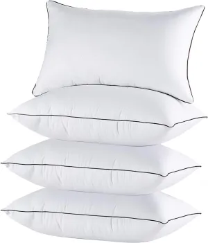 JOLLYVOGUE Bed Pillows Standard Size Set of 4, Cooling and Supportive Full Pillow 4 Pack with Down Alternative Filling for Side and Back Sleepers, Hotel Collection, 26x20 Inches