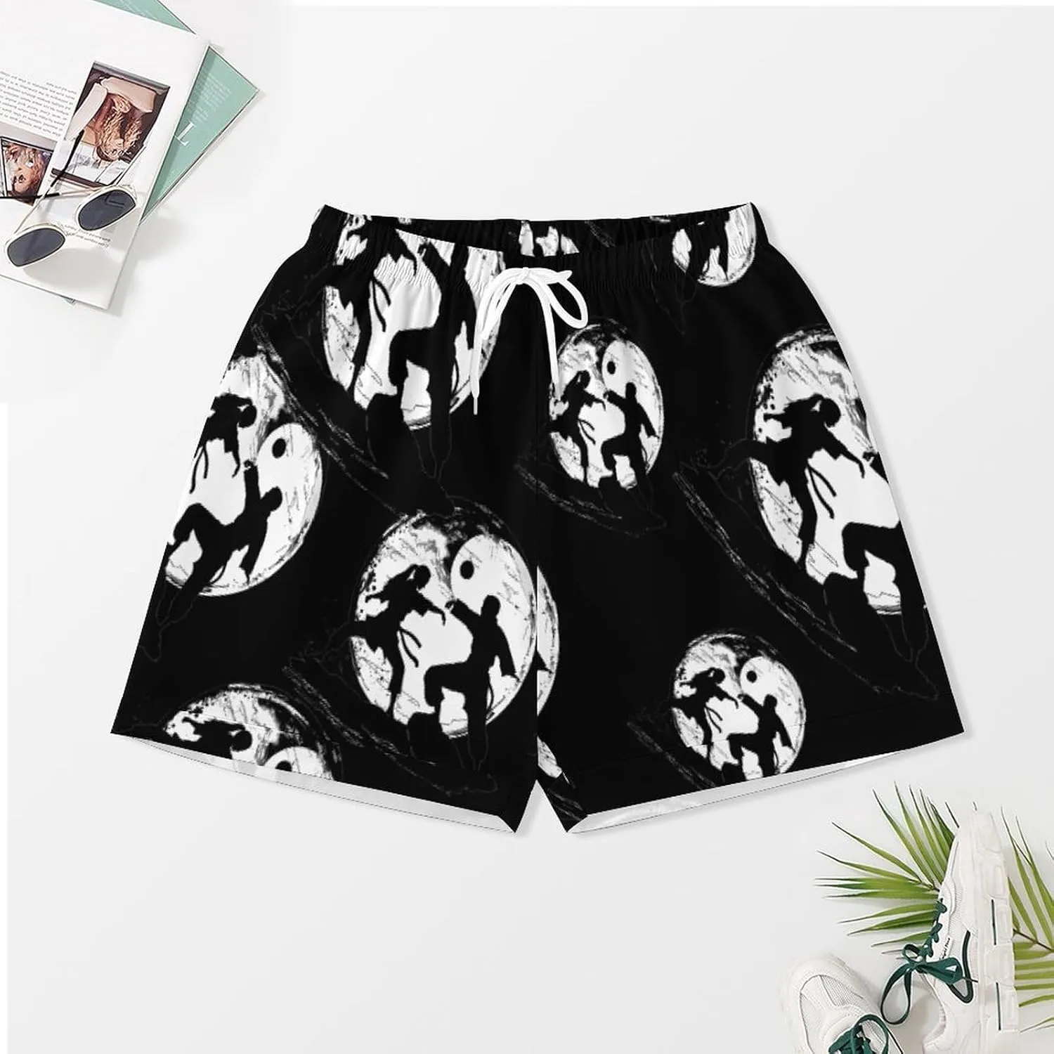 Karate Yin And Yang Sign Women's Satin Pajama Set Short Sleeve Button Down Sleepwear Loungewear Pj Set