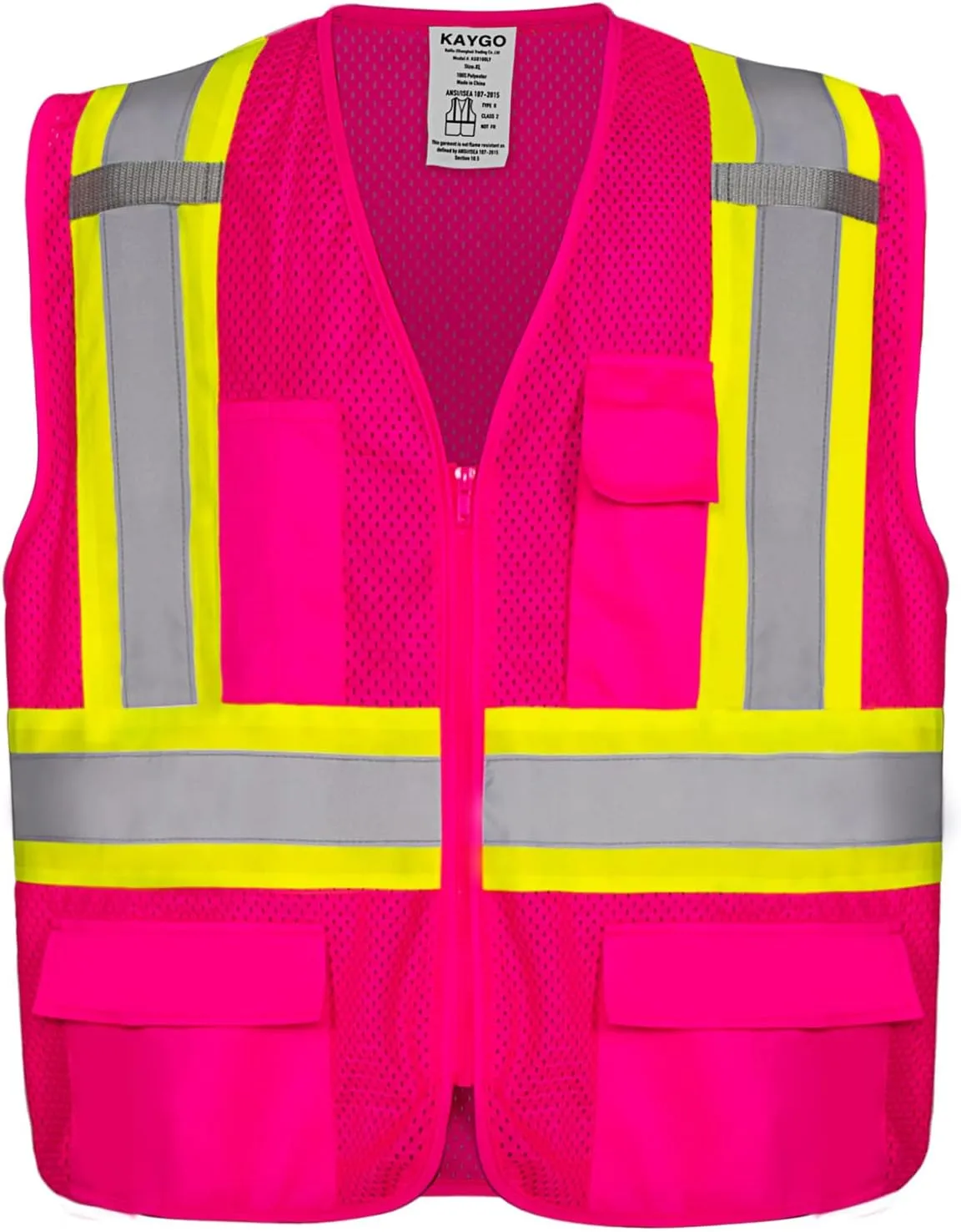 KAYGO Safety Vest with Pockets - High Visibility Reflective Vest ANSI Class 2 Construction Vest