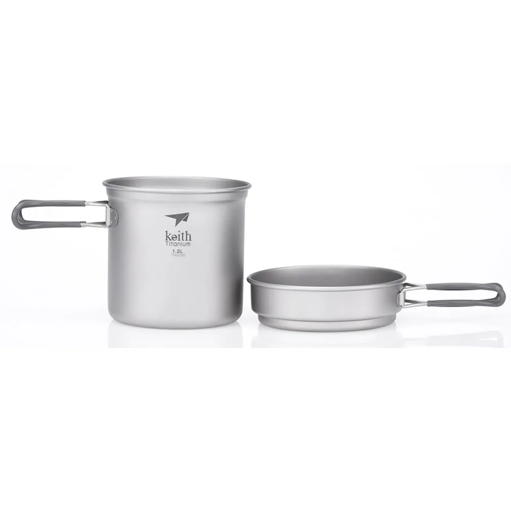 Keith 2-Piece Titanium Pot and Pan Cook Set 1.2L   400ml