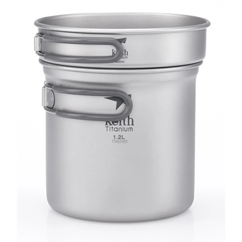 Keith 2-Piece Titanium Pot and Pan Cook Set 1.2L   400ml