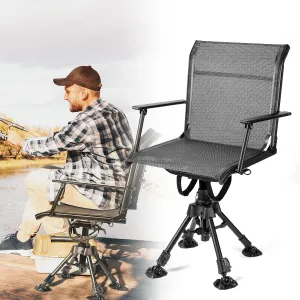 KEMIMOTO 360 Degree Silent Swivel Blind Hunting Chair, Height Adjustable Quick Folding Portable Comfortable Hunting Fishing Chair