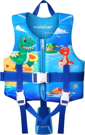 Kids Swim Vest, Toddler Floaties with Adjustable Safety Strap Swimming Aids Child Float Swimsuit for Boys and Girls Age 2-10 Years Old/22-88lbs