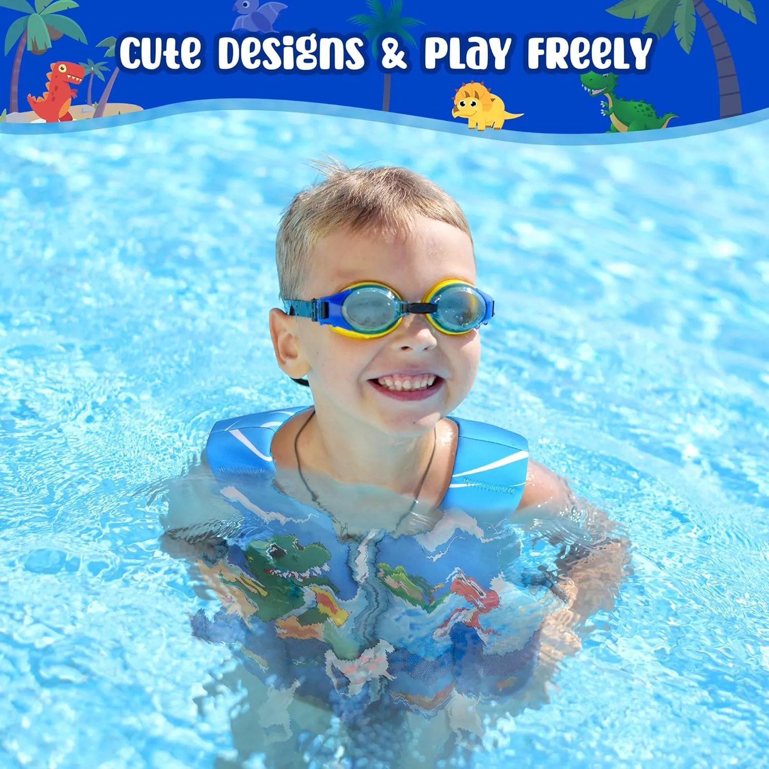 Kids Swim Vest, Toddler Floaties with Adjustable Safety Strap Swimming Aids Child Float Swimsuit for Boys and Girls Age 2-10 Years Old/22-88lbs