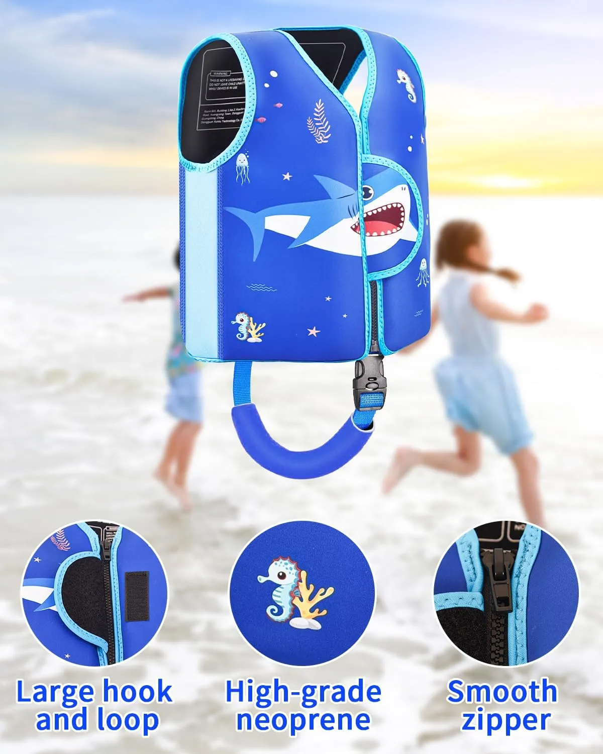 Kids Swim Vest, Toddler Swim Jacket for 20-30-50lbs Boys Girls, Toddler Floaties with Adjustable Safety Strap for Pool, Beach, Boating, Learn to Swim
