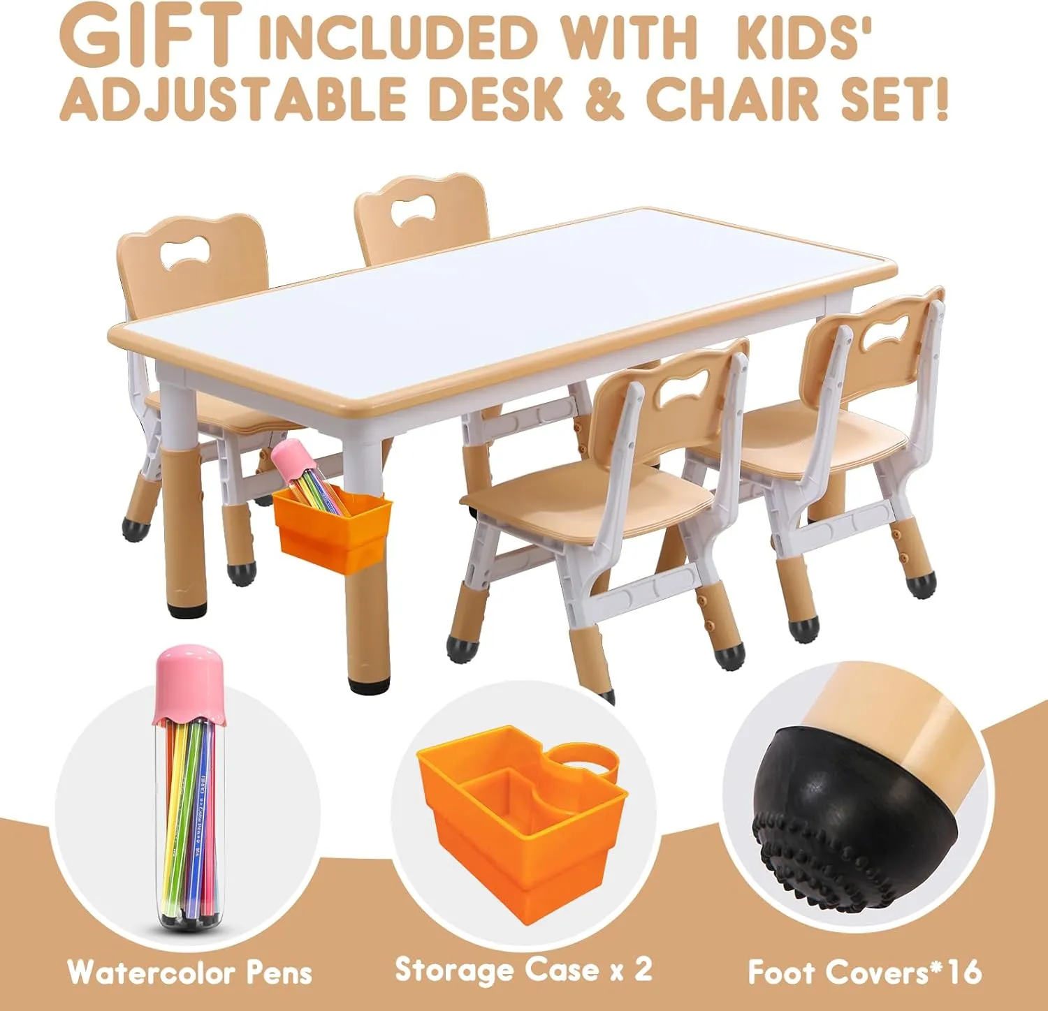 Kids Table and Chair Set for Toddlers - Adjustable Activity Center with Non-Slip Legs & Graffiti-Proof Surface Ages 3-12
