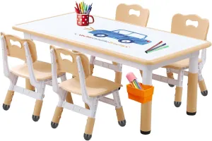 Kids Table and Chair Set for Toddlers - Adjustable Activity Center with Non-Slip Legs & Graffiti-Proof Surface Ages 3-12