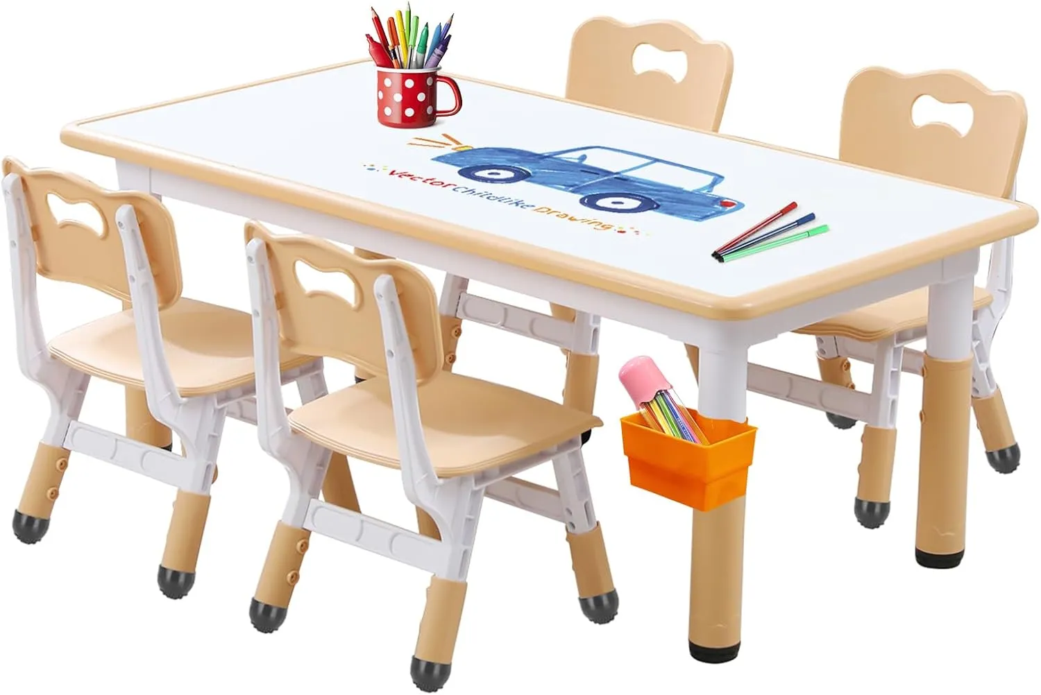 Kids Table and Chair Set for Toddlers - Adjustable Activity Center with Non-Slip Legs & Graffiti-Proof Surface Ages 3-12