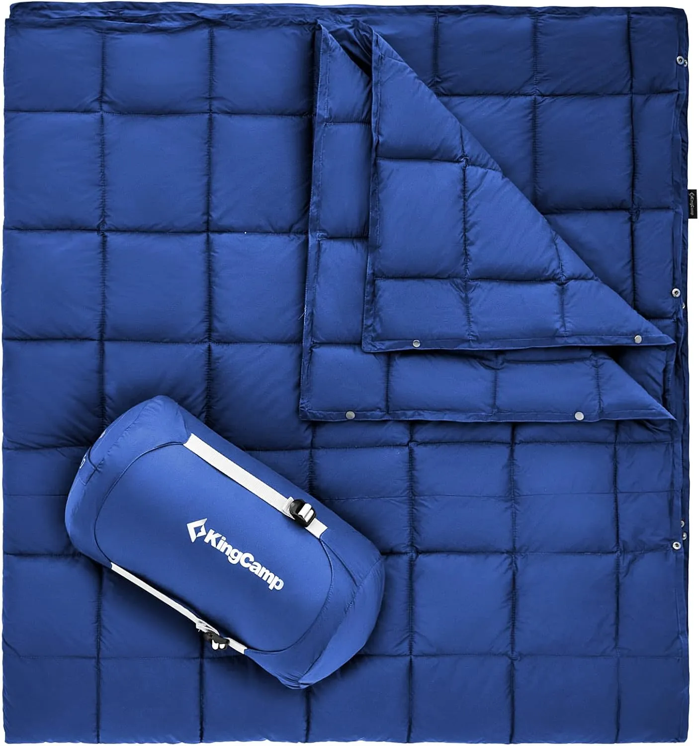 KingCamp Down Camping Blanket - Lightweight, Multifunctional Quilt for Camping with Snap Button, Portable for Stadium, Travel, Airplane, Picnic, Indoor & Outdoor, Provides Warmth