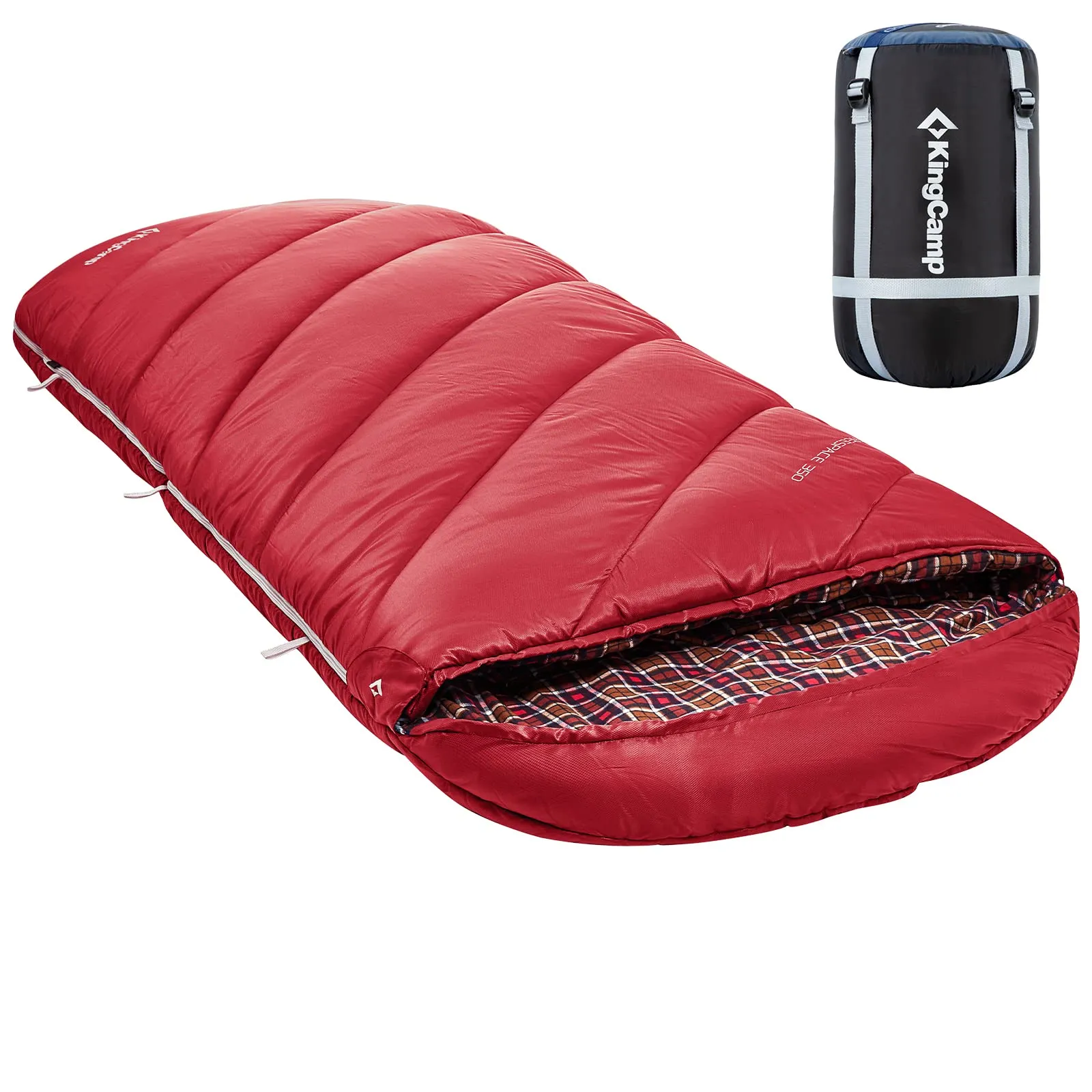 KingCamp FREESPACE 350 Flannel Sleeping Bag-Envelope With Hood