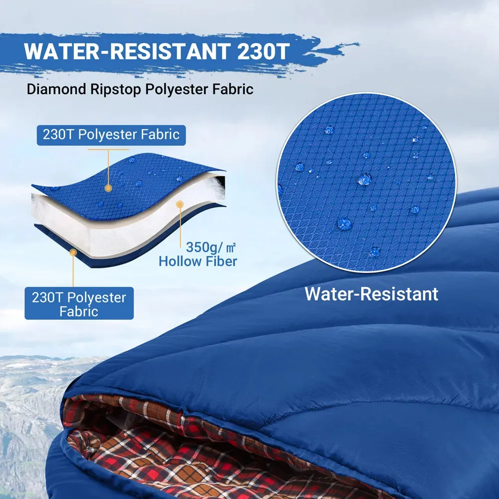 KingCamp FREESPACE 350 Flannel Sleeping Bag-Envelope With Hood