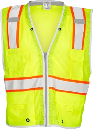 Kishigo All Mesh Contrast Men's Reflective Safety Vest 1195, ANSI Type R/Class 2, 6 Pockets Zipper, Reflective Lining