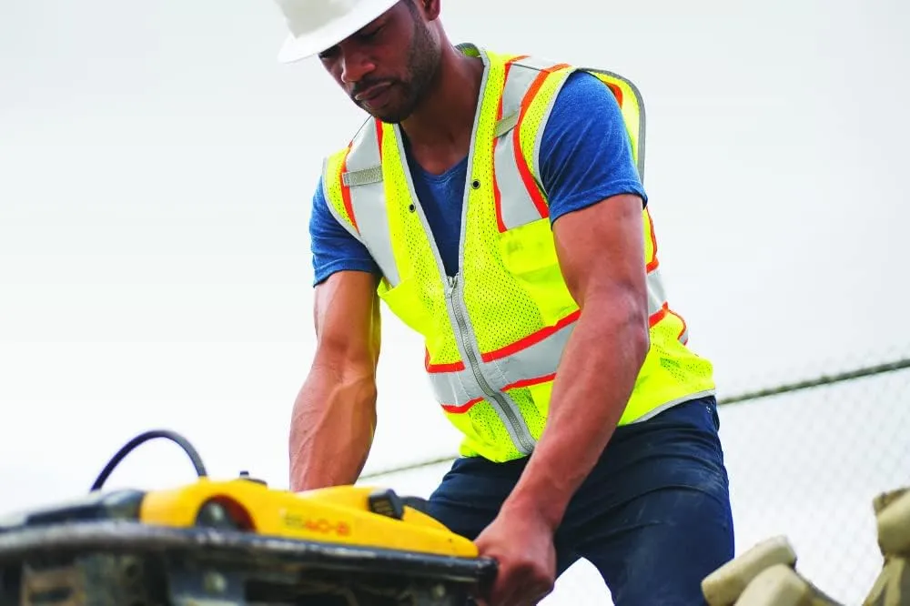Kishigo All Mesh Contrast Men's Reflective Safety Vest 1195, ANSI Type R/Class 2, 6 Pockets Zipper, Reflective Lining