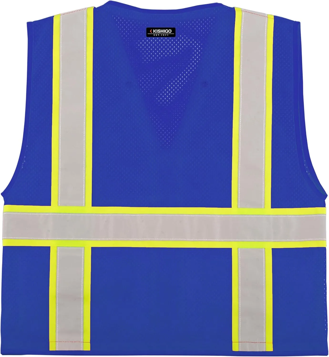 Kishigo Black Enhanced Visibility Men's Vest B100, Multi Pocket Mesh Hi-Vis Vest, Ultra-Cool Polyester, 6 Pockets, Zipper