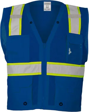 Kishigo Black Enhanced Visibility Men's Vest B100, Multi Pocket Mesh Hi-Vis Vest, Ultra-Cool Polyester, 6 Pockets, Zipper