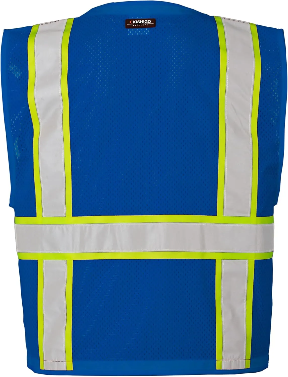 Kishigo Black Enhanced Visibility Men's Vest B100, Multi Pocket Mesh Hi-Vis Vest, Ultra-Cool Polyester, 6 Pockets, Zipper
