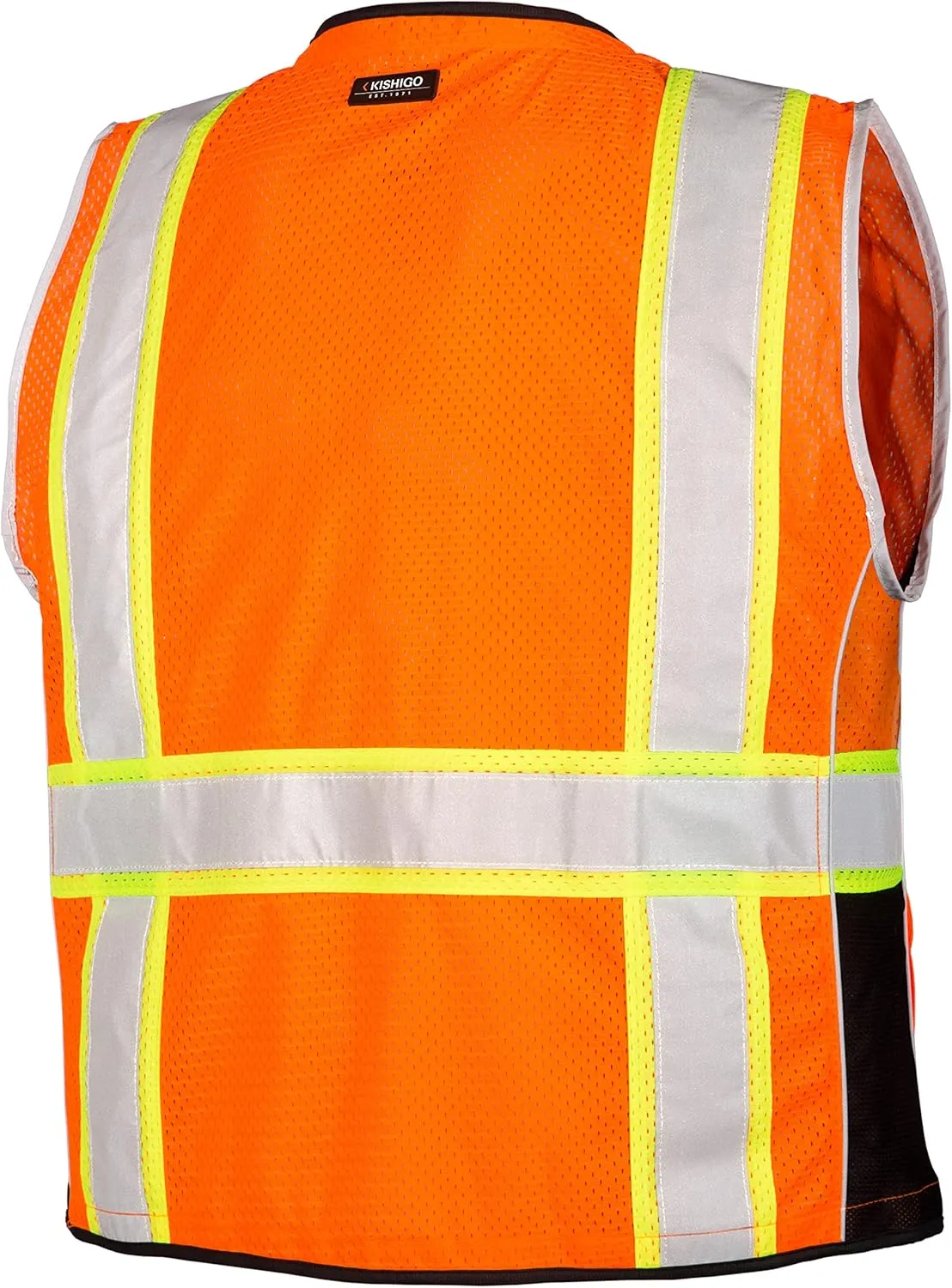 Kishigo Premium Black Series Heavy Duty Unisex Reflective Safety Vest, ANSI Type R/Class 2 Compliant, 6 Pockets