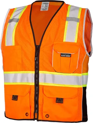 Kishigo Premium Black Series Heavy Duty Unisex Reflective Safety Vest, ANSI Type R/Class 2 Compliant, 6 Pockets
