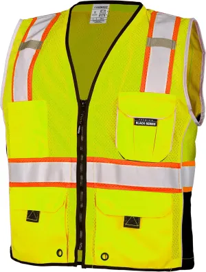 Kishigo Premium Black Series Heavy Duty Unisex Reflective Safety Vest, ANSI Type R/Class 2 Compliant, 6 Pockets