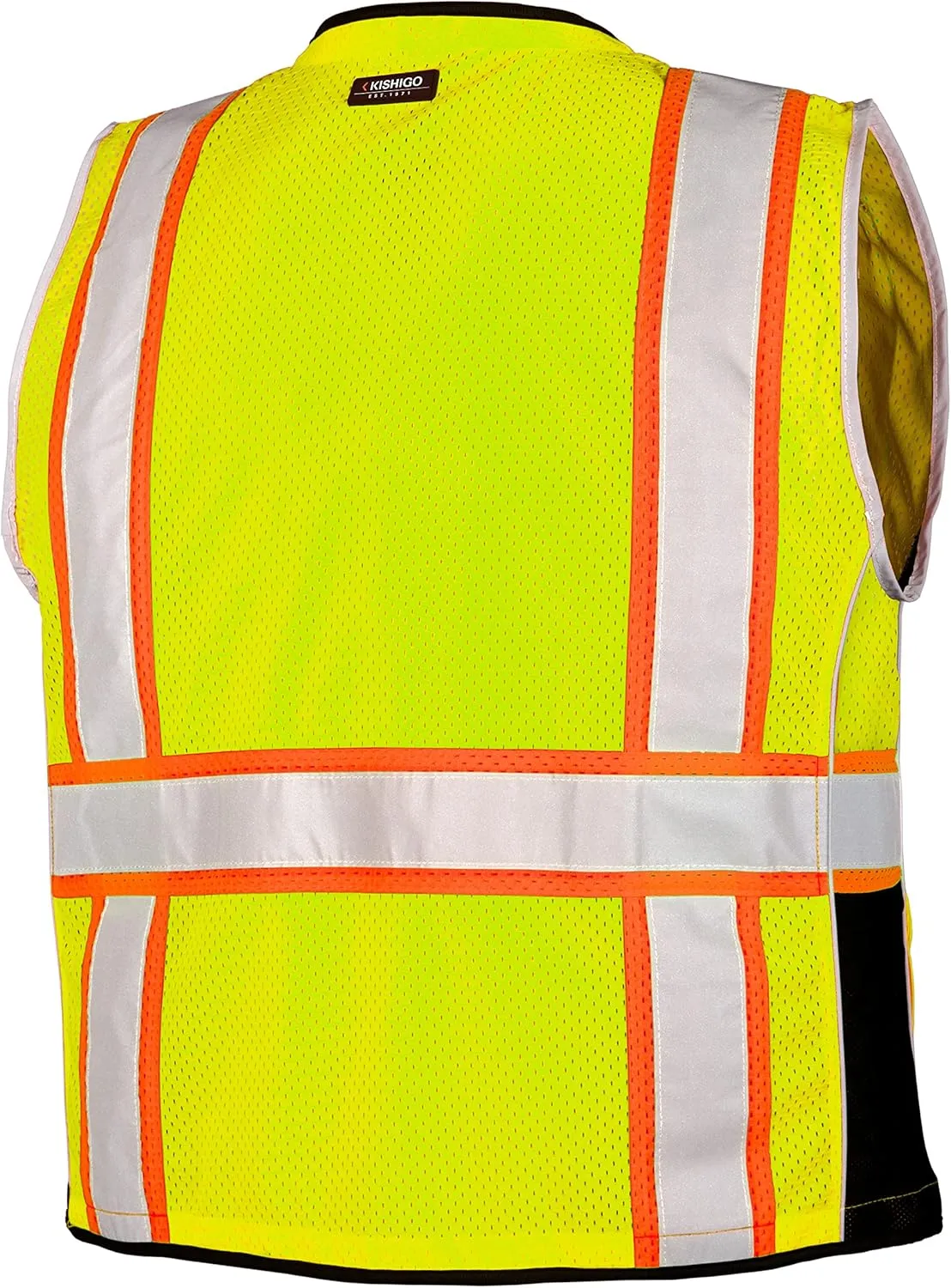 Kishigo Premium Black Series Heavy Duty Unisex Reflective Safety Vest, ANSI Type R/Class 2 Compliant, 6 Pockets