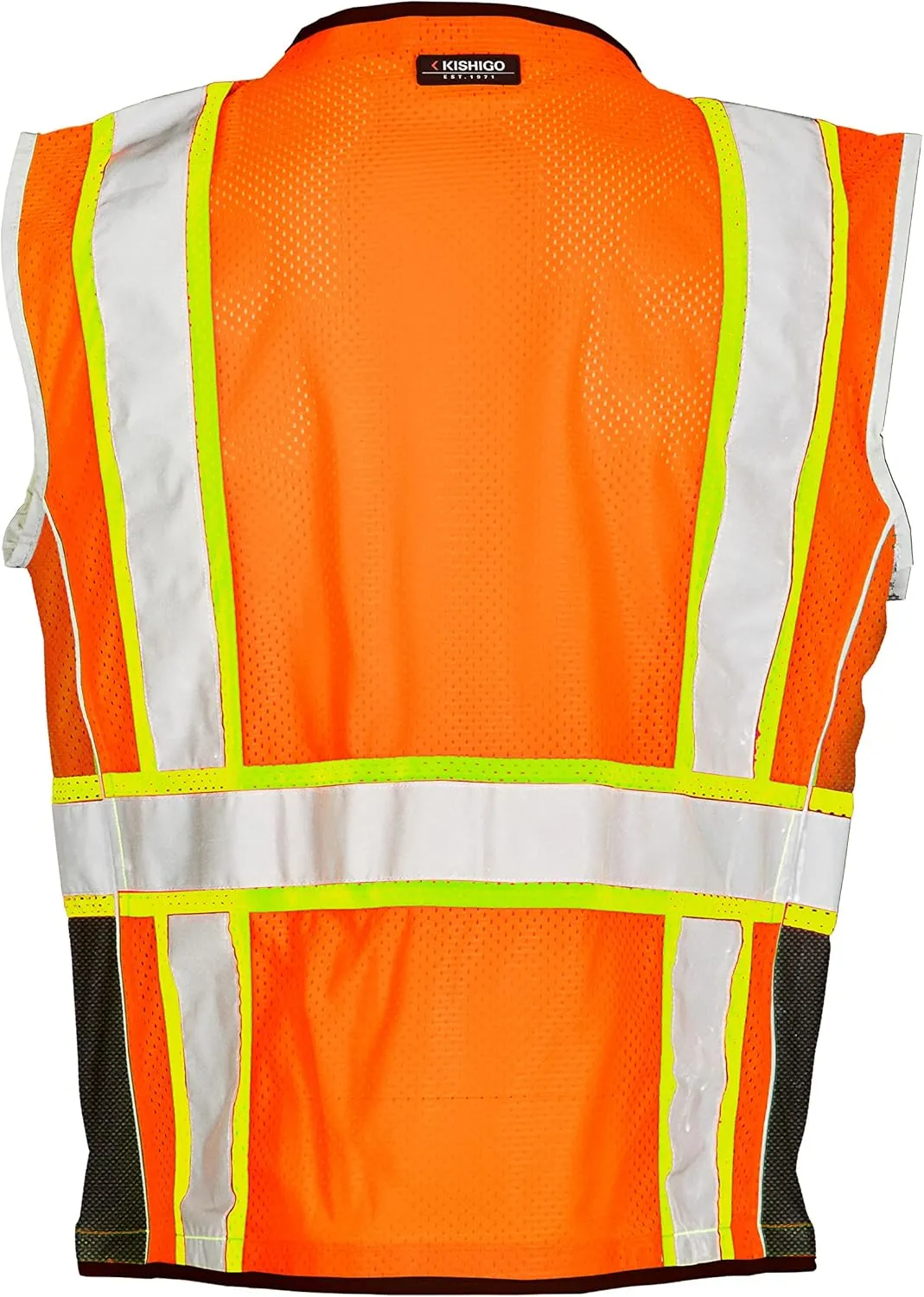 Kishigo Premium Black Series Heavy Duty Unisex Reflective Safety Vest, ANSI Type R/Class 2 Compliant, 6 Pockets
