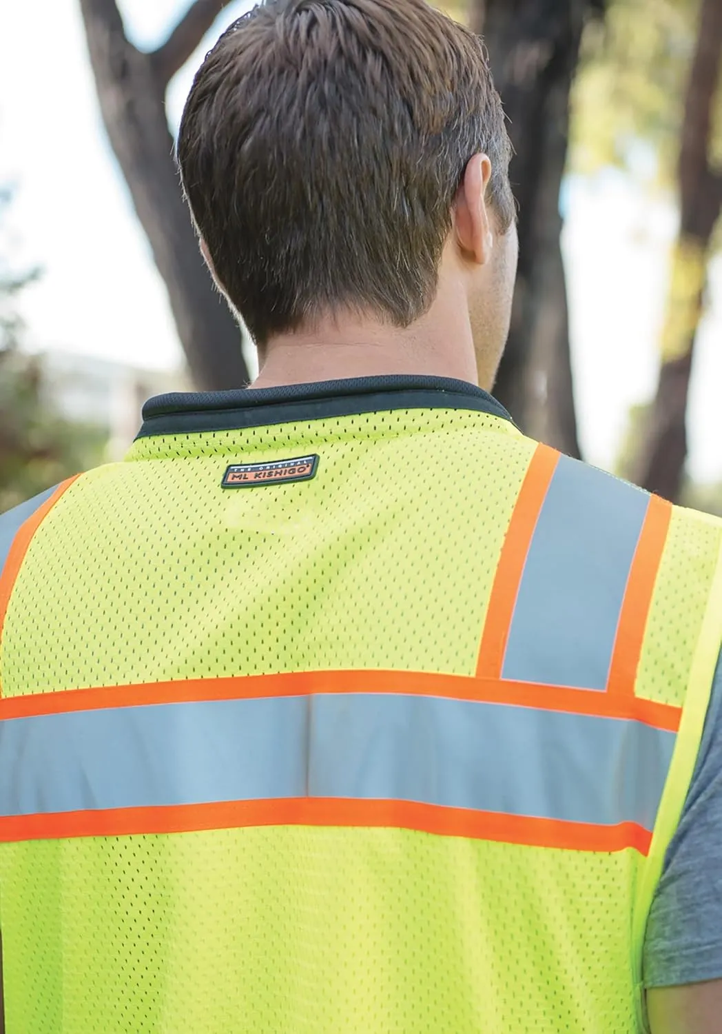 Kishigo Premium Black Series Men's Surveyors Vest S5002, Class 2 Hi-Vis, 10 Pockets, Zipper, Durable Webbing, ANSI/ISEA 107