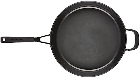 KitchenAid Hard Anodized Nonstick Saute Pan with Lid and Helper Handle, 5 Quart, Onyx Black