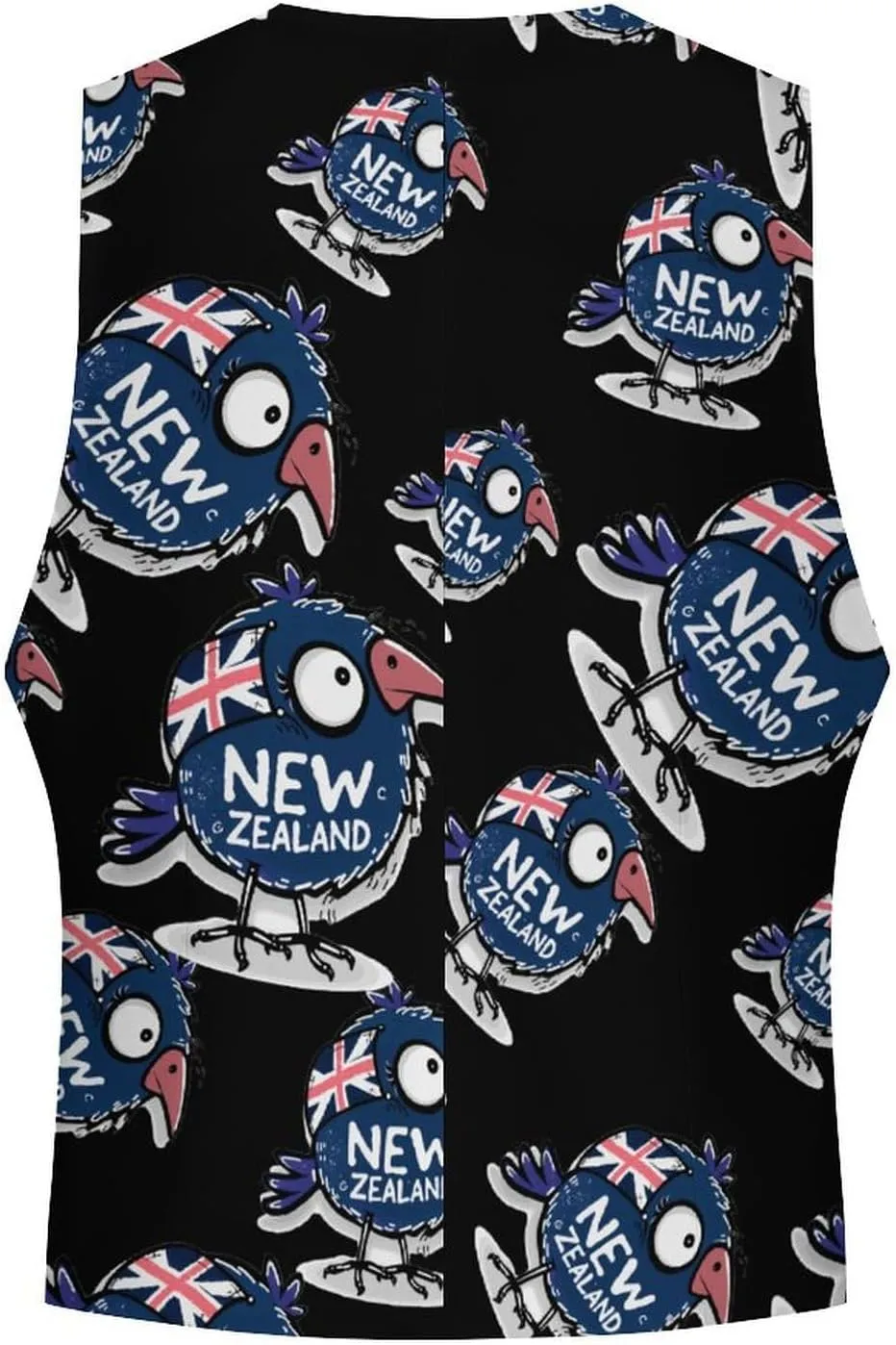 Kiwi Bird New Zealands Flag Men's Suit Vest Slim Fit Business Dress Party Pattern Waistcoat Vest Top