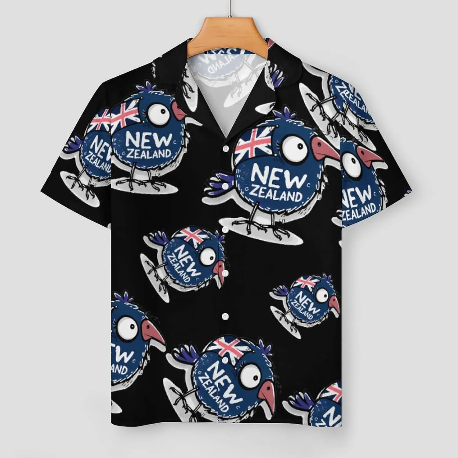 Kiwi Bird New Zealands Flag Women's Satin Pajama Set Short Sleeve Button Down Sleepwear Loungewear Pj Set