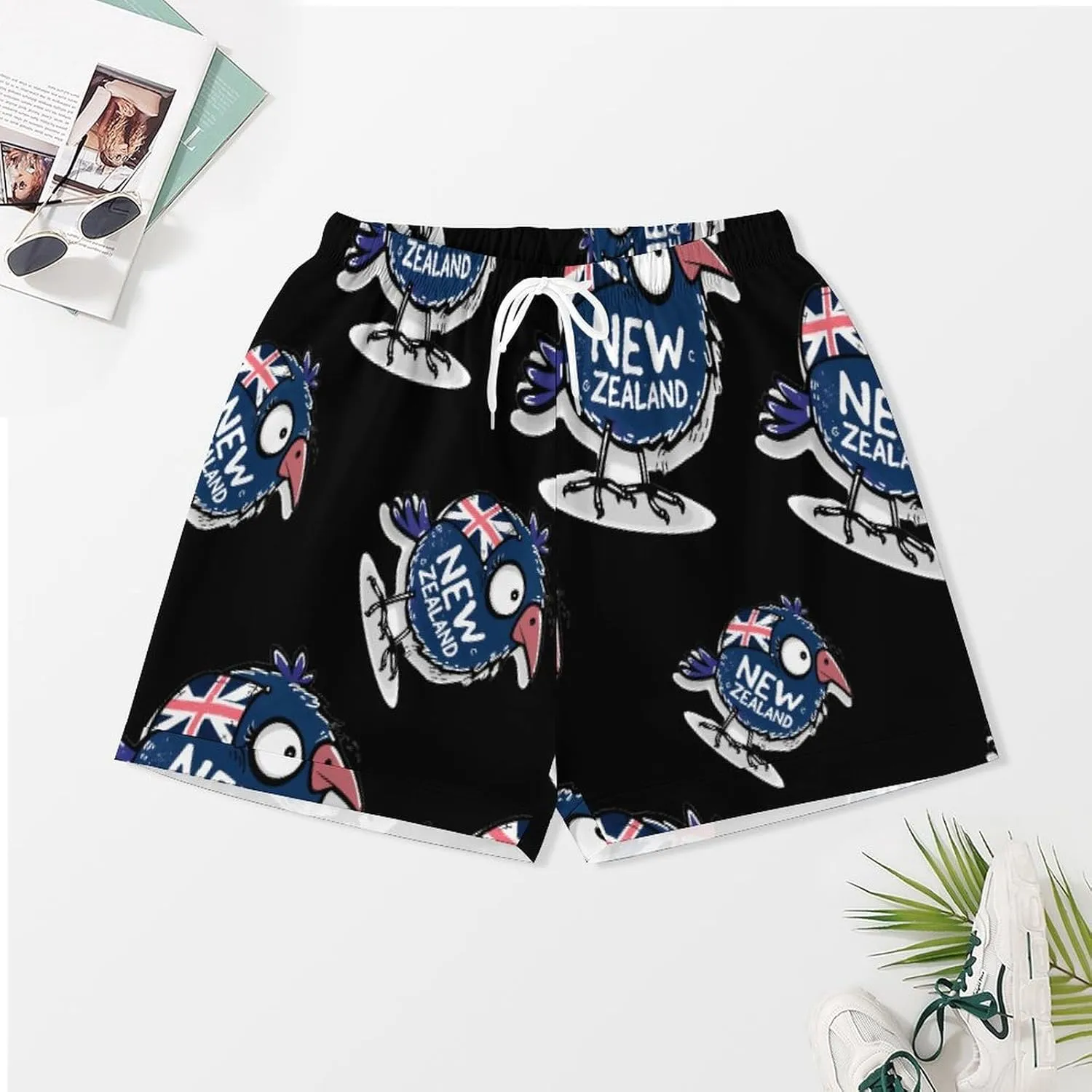 Kiwi Bird New Zealands Flag Women's Satin Pajama Set Short Sleeve Button Down Sleepwear Loungewear Pj Set